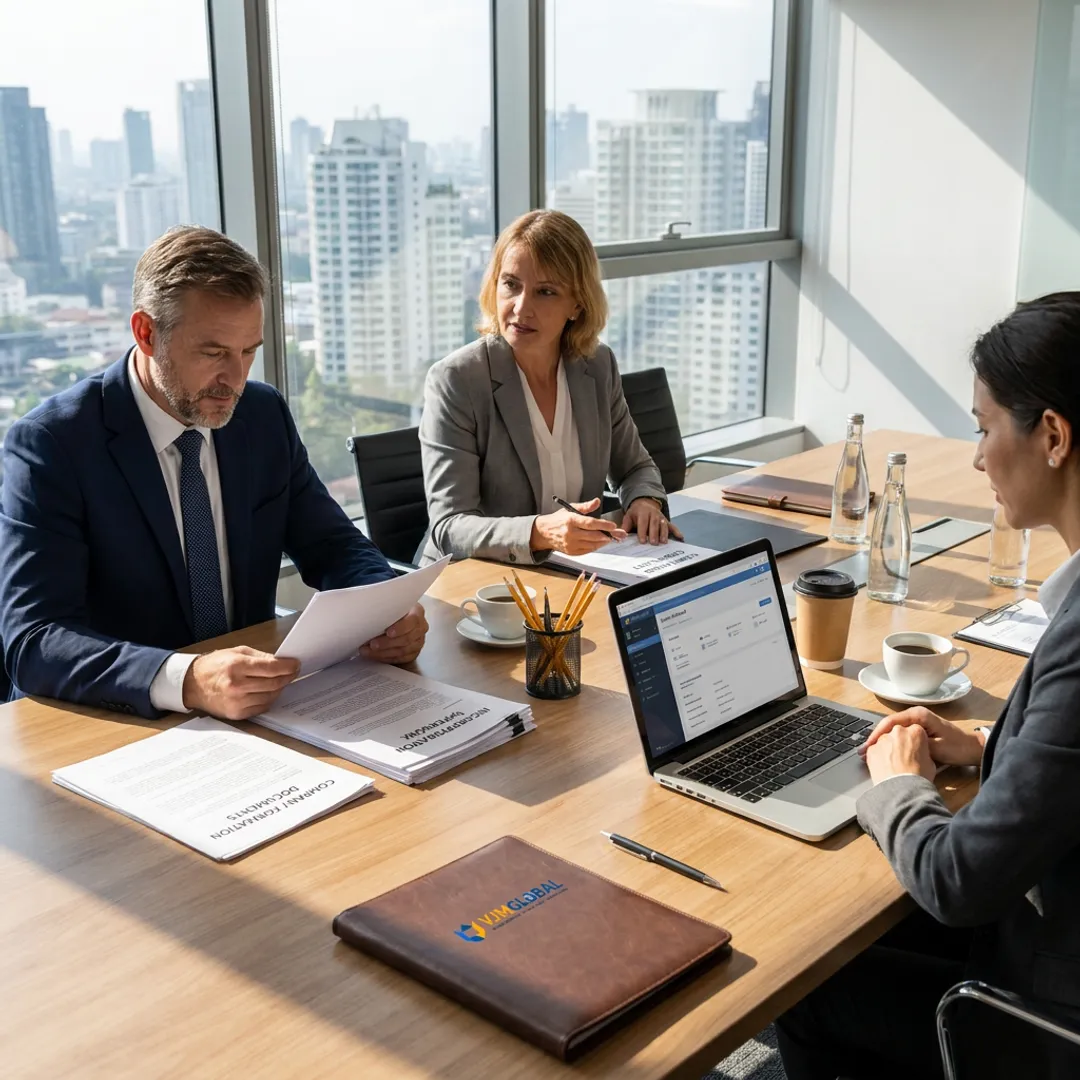 Business advisors reviewing formation documents