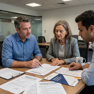 Business advisors reviewing formation documents