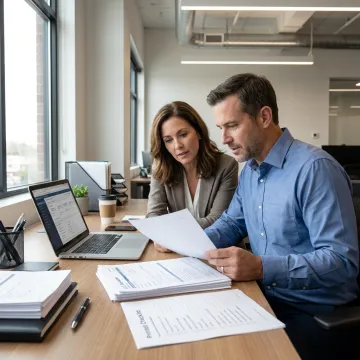 Business advisor reviewing LLC documents