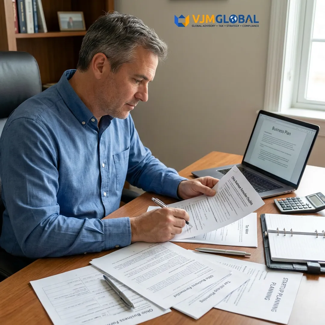 Advisor preparing Ohio business formation documents