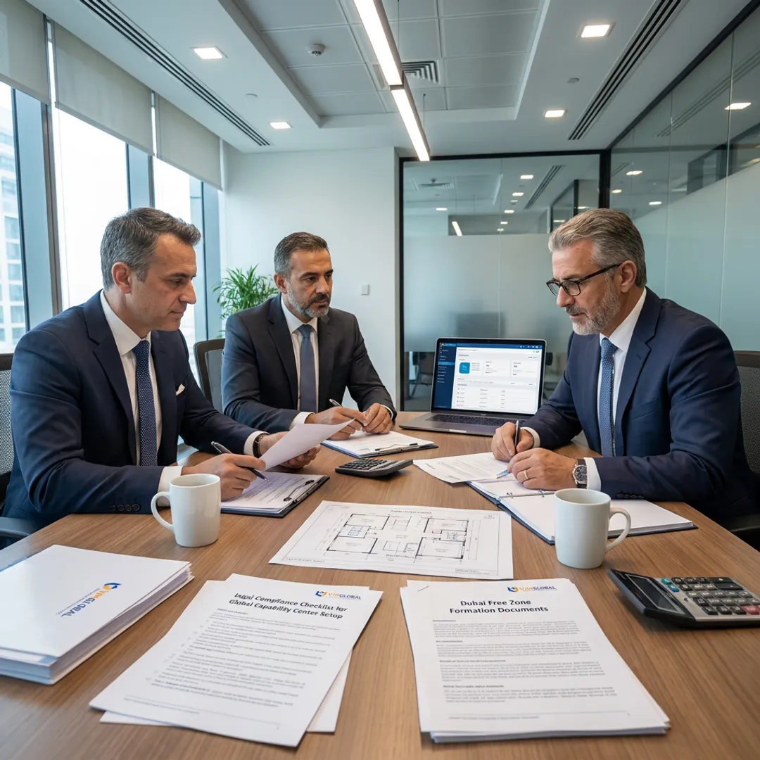Consultants reviewing company formation documents