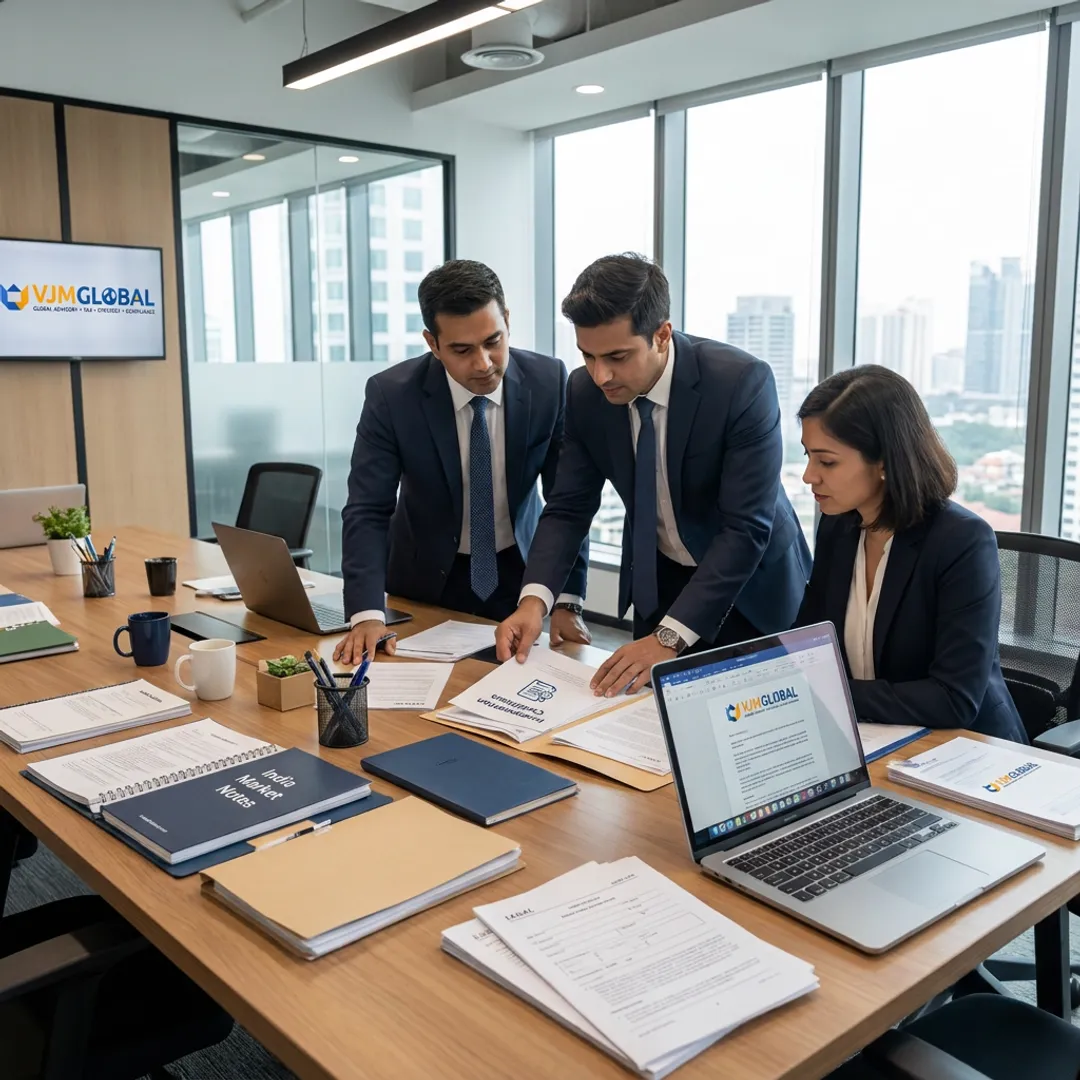 Consultants reviewing company incorporation documents