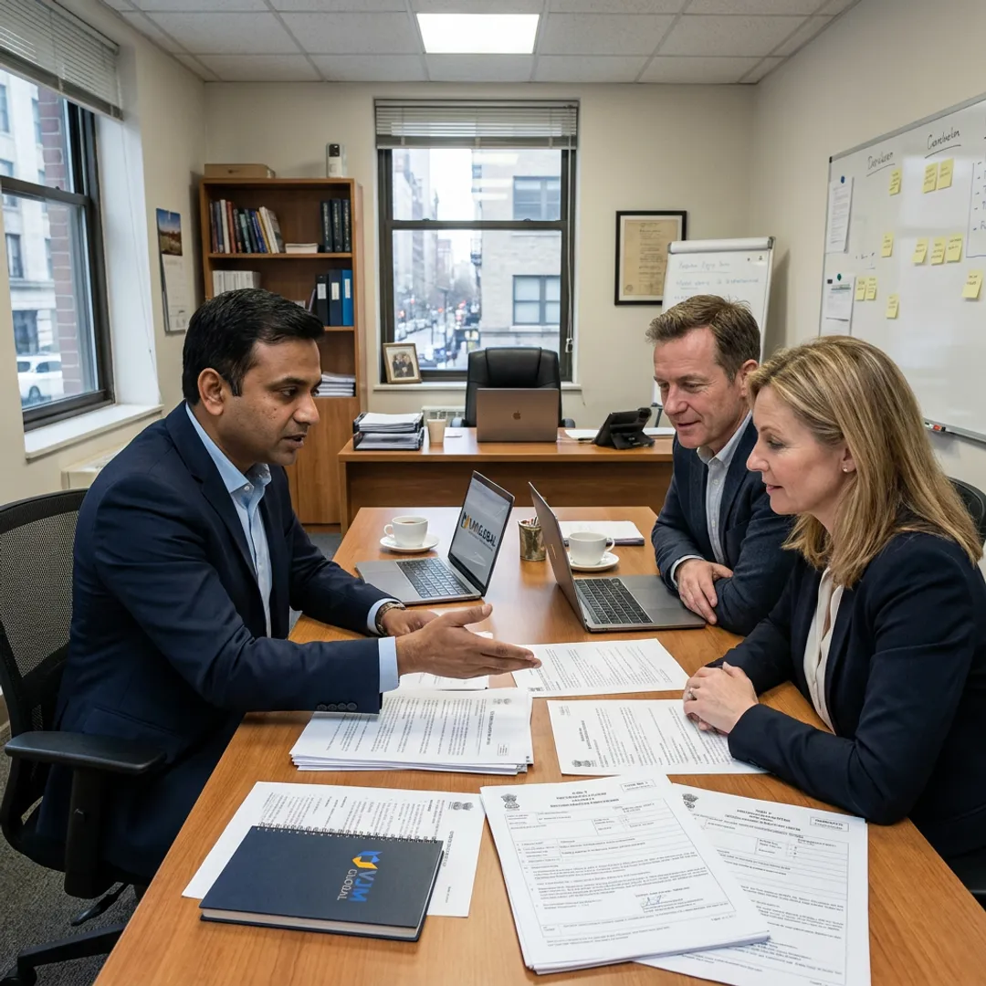 Advisor explaining company registration steps