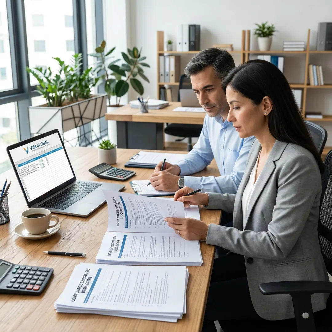 Consultants reviewing company registration documents