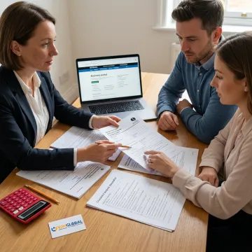 Advisor explaining company registration steps