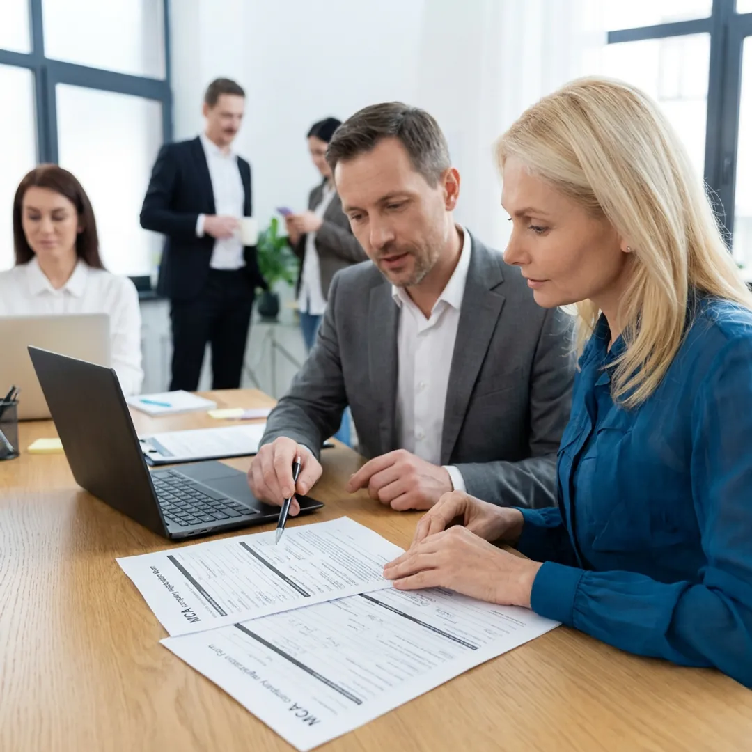 Consultant helping founder complete online company registration