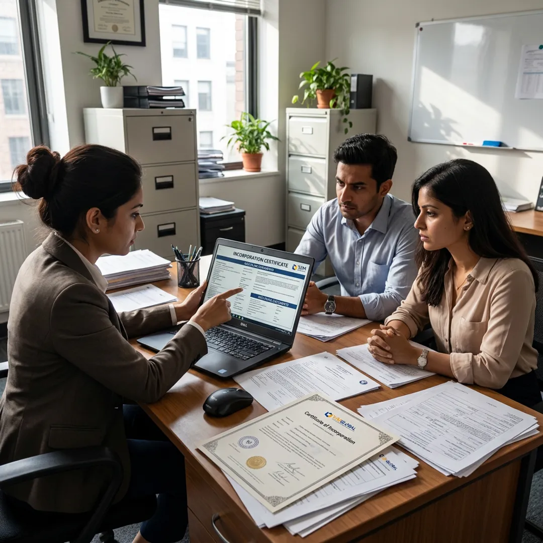 Consultant guiding online company registration steps