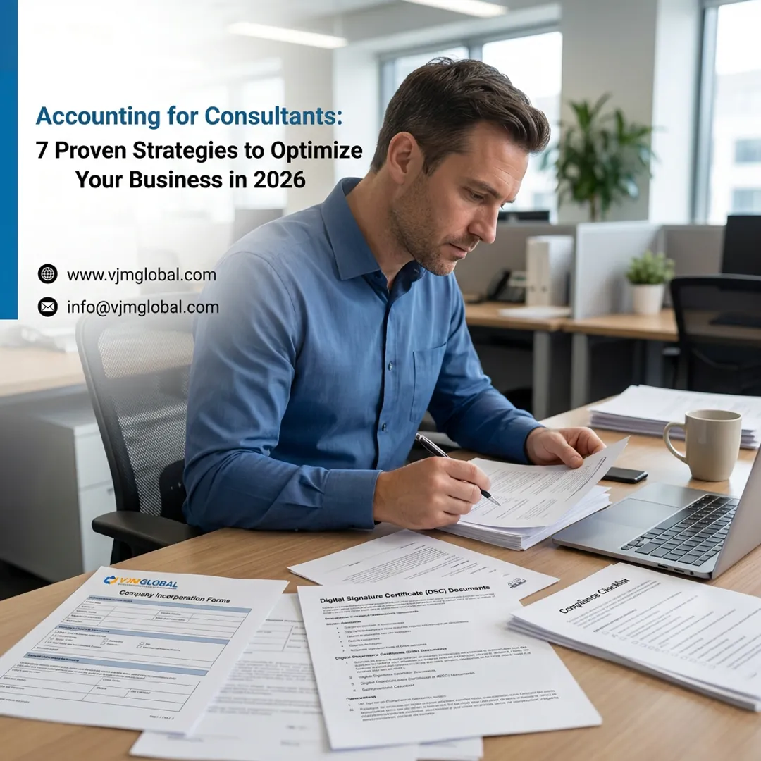 Consultant reviewing company incorporation documents