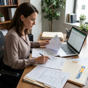Consultant reviewing company registration documents