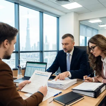 Consultants reviewing company formation documents
