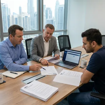 Consultants reviewing DMCC company formation documents