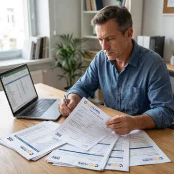 Business owner reviewing registration cost documents