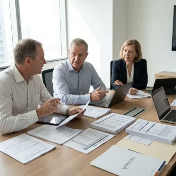Business advisors reviewing company setup documents