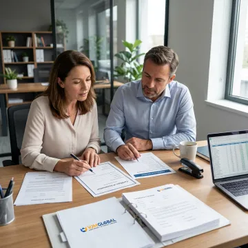 Business advisors reviewing incorporation documents