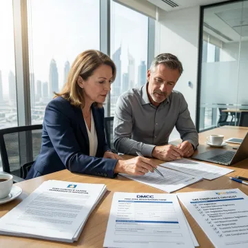 Consultants reviewing company formation documents
