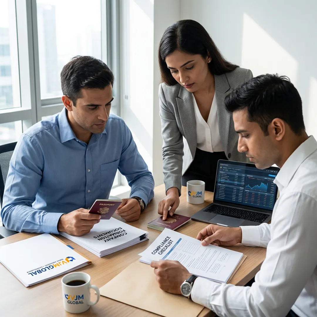Consultants reviewing Dubai company formation documents