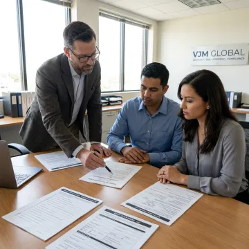 Advisor explaining company registration documents