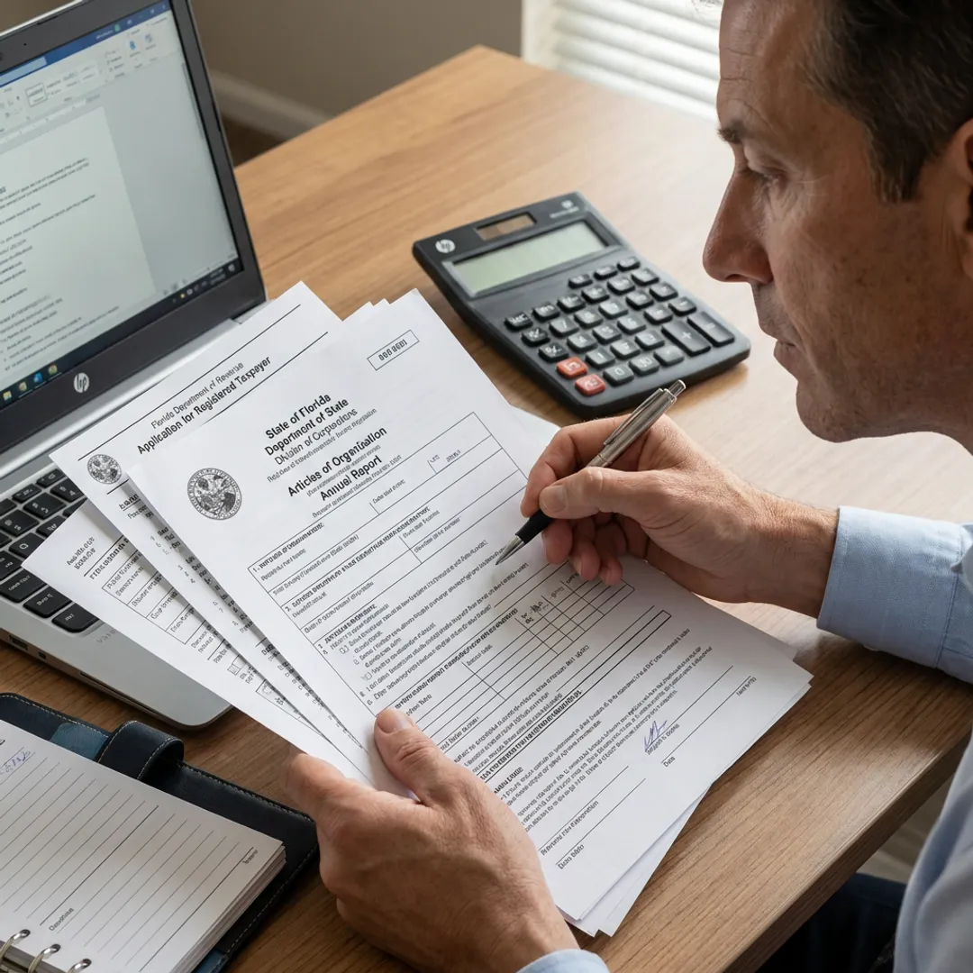 Advisor reviewing business registration documents