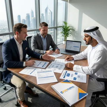 Business professionals discussing Jafza company registration in Dubai