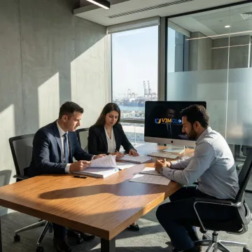 Business professionals discussing KIZAD Free Zone company setup