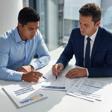 Consultant reviewing UAE company formation paperwork