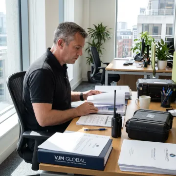 Close protection professional planning a UK security business