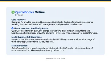 Five top accounting software comparison chart for Indian businesses in Dubai UAE