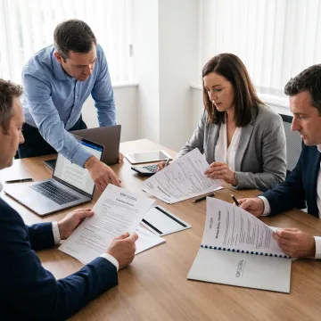 Advisers reviewing a business setup roadmap