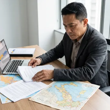 Entrepreneur reviewing Italy business setup documents