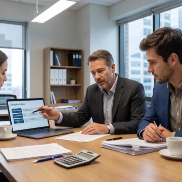 Advisor explaining a U.S. business setup plan to founders