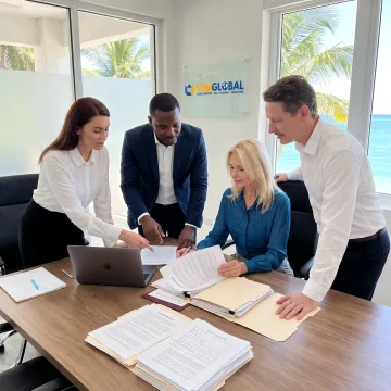 Business professionals reviewing company formation documents
