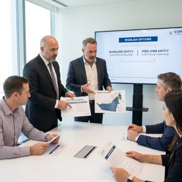 Advisers discussing UAE business setup options