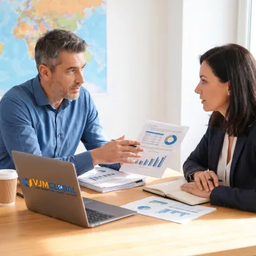 Advisor discussing overseas business setup with client