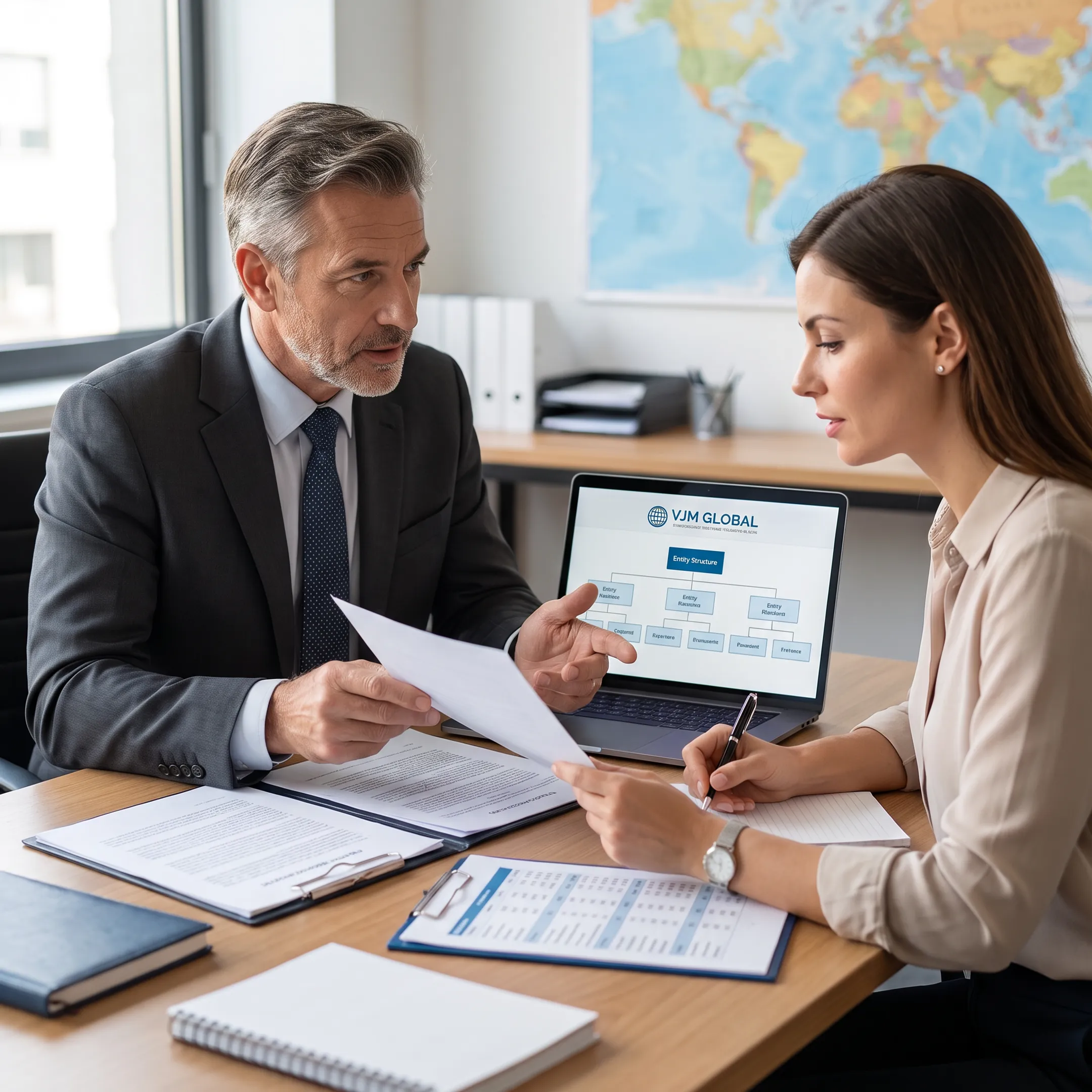 Advisor guiding a founder through business formation