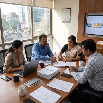 Business professionals reviewing LLP registration documents