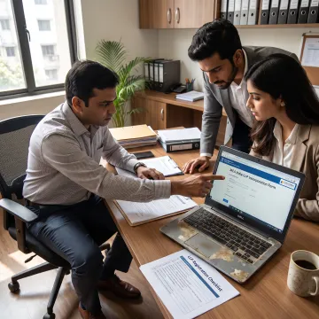 Consultant guiding entrepreneurs through LLP registration