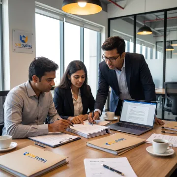 Business owners reviewing LLP registration documents