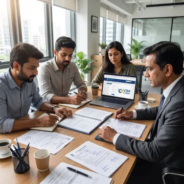 Business owners reviewing LLP registration documents