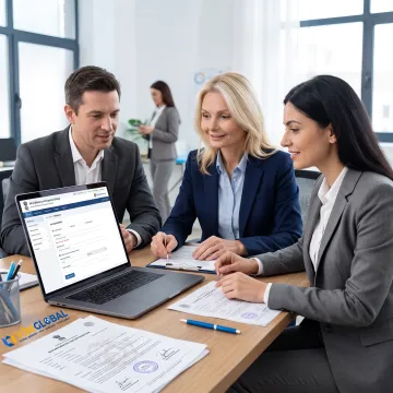 Business advisers reviewing LLP registration documents