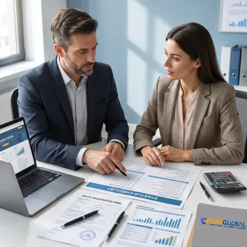 Business advisor discussing a startup checklist with an entrepreneur