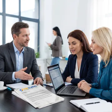 Business owners reviewing company formation documents