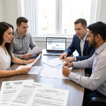 Business owners reviewing formation documents