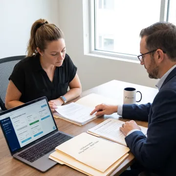 Advisor helping client review U.S. business formation documents