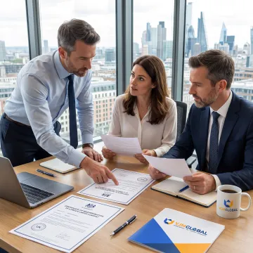 Business professionals reviewing UK company formation documents