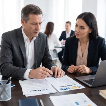 Advisor guiding a founder through business registration