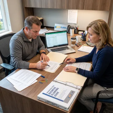 Business owners reviewing Washington State registration documents