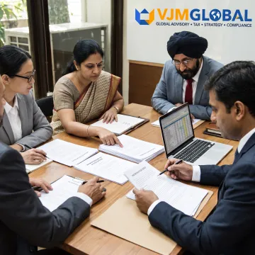 Business professionals reviewing company registration documents