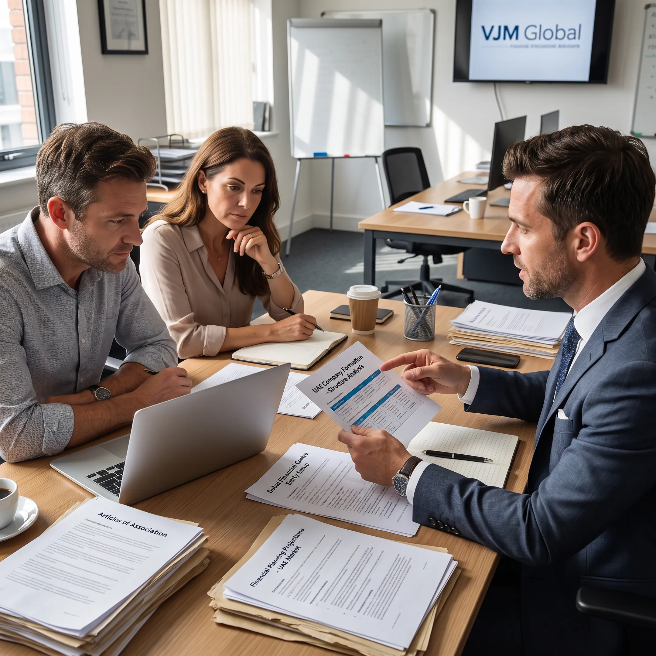 Adviser explaining UAE company setup options