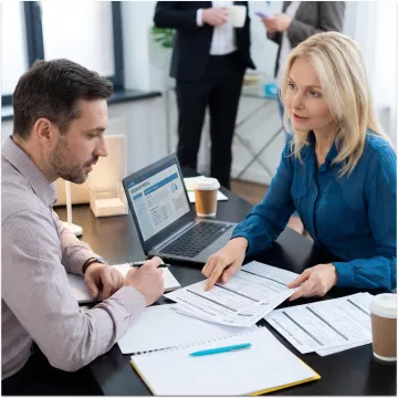 Advisor guiding client through business formation