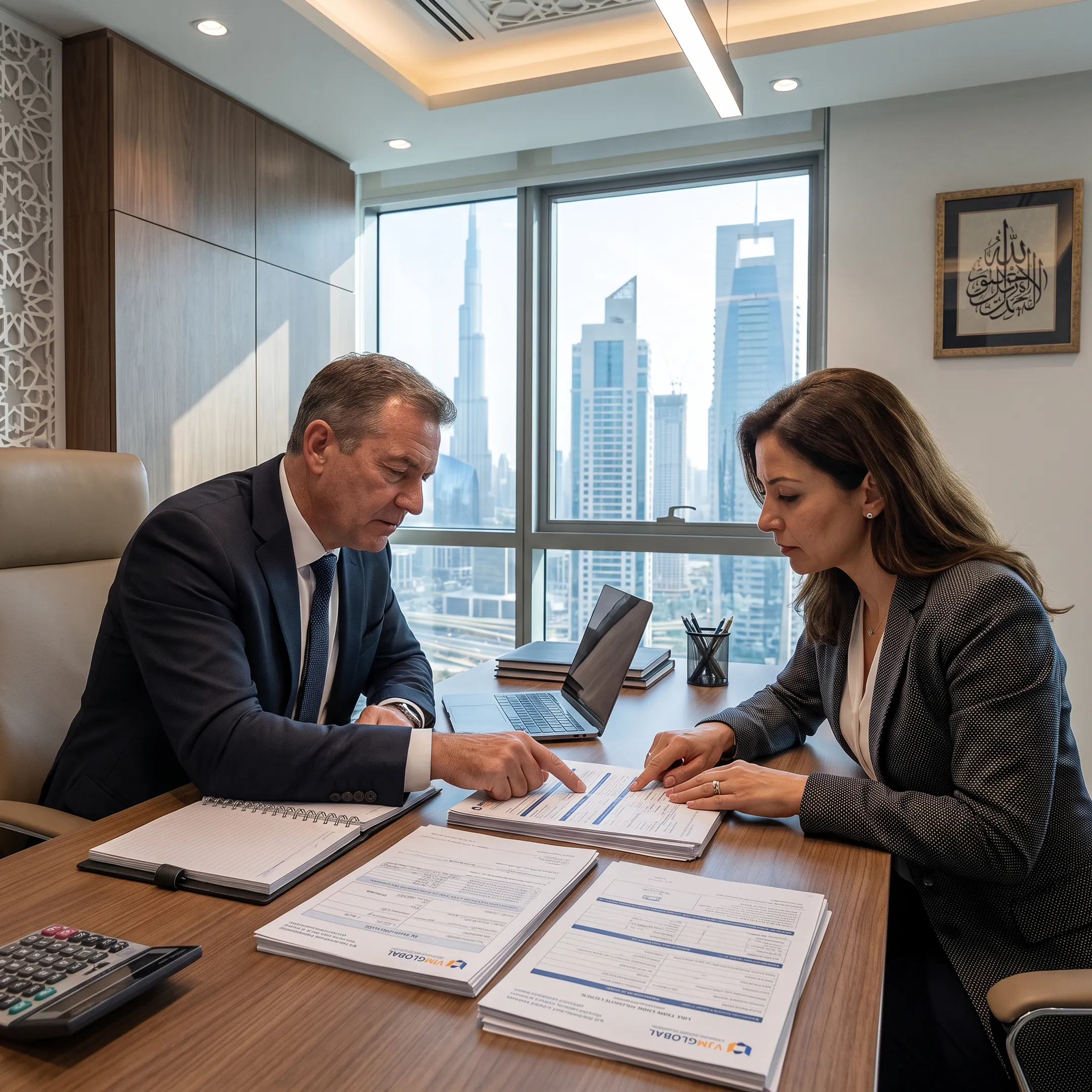Consultant reviewing UAE real estate licence documents